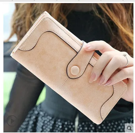 New Arrive 2017 Fashion Retro Matte Stitching Wallet Women Long Purse Clutch Women Casual Hasp Dollar Price Wallet Handbag