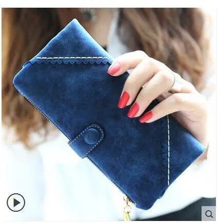 New Arrive 2017 Fashion Retro Matte Stitching Wallet Women Long Purse Clutch Women Casual Hasp Dollar Price Wallet Handbag