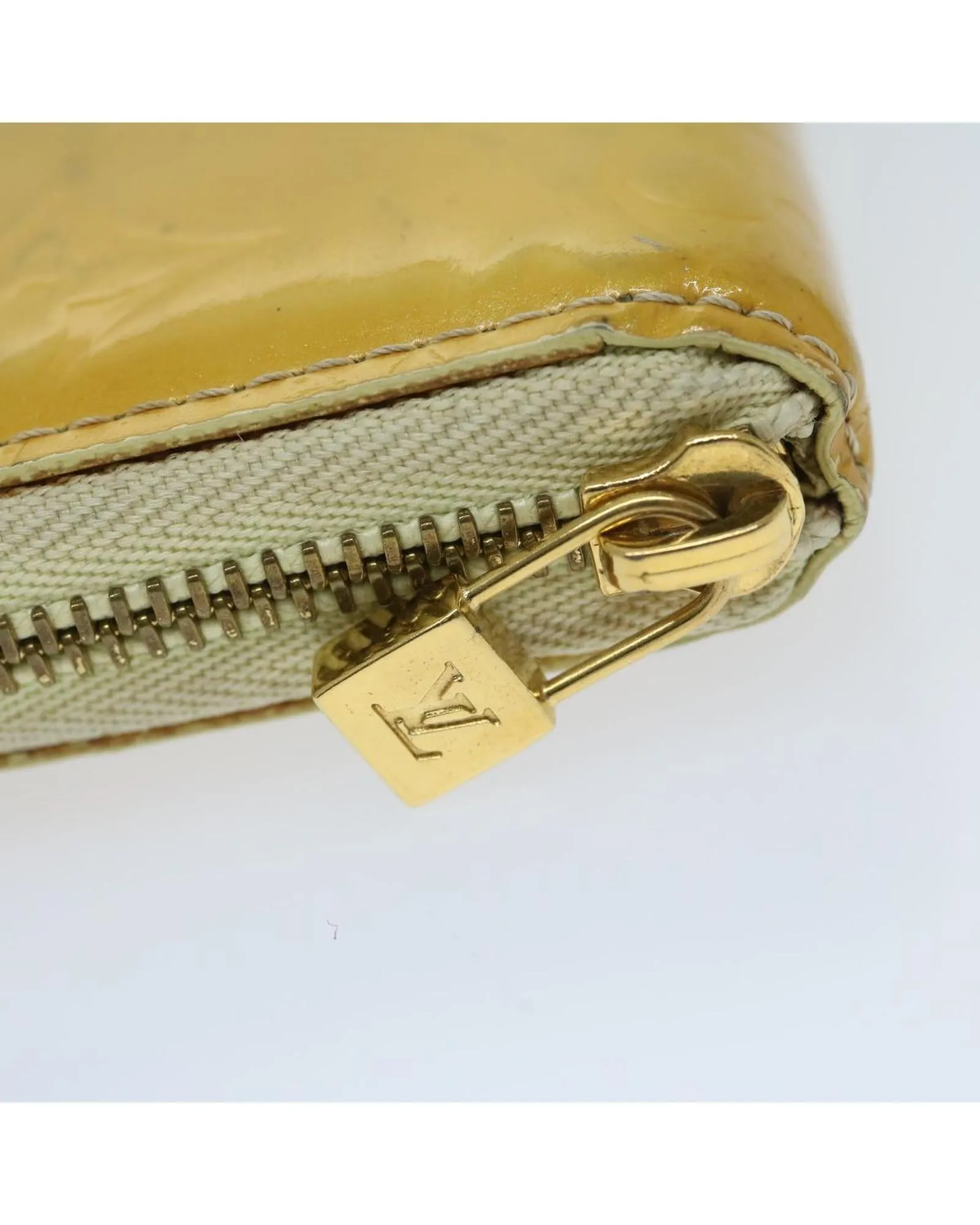 Patent Leather Monogram Wallet with Button Clasp