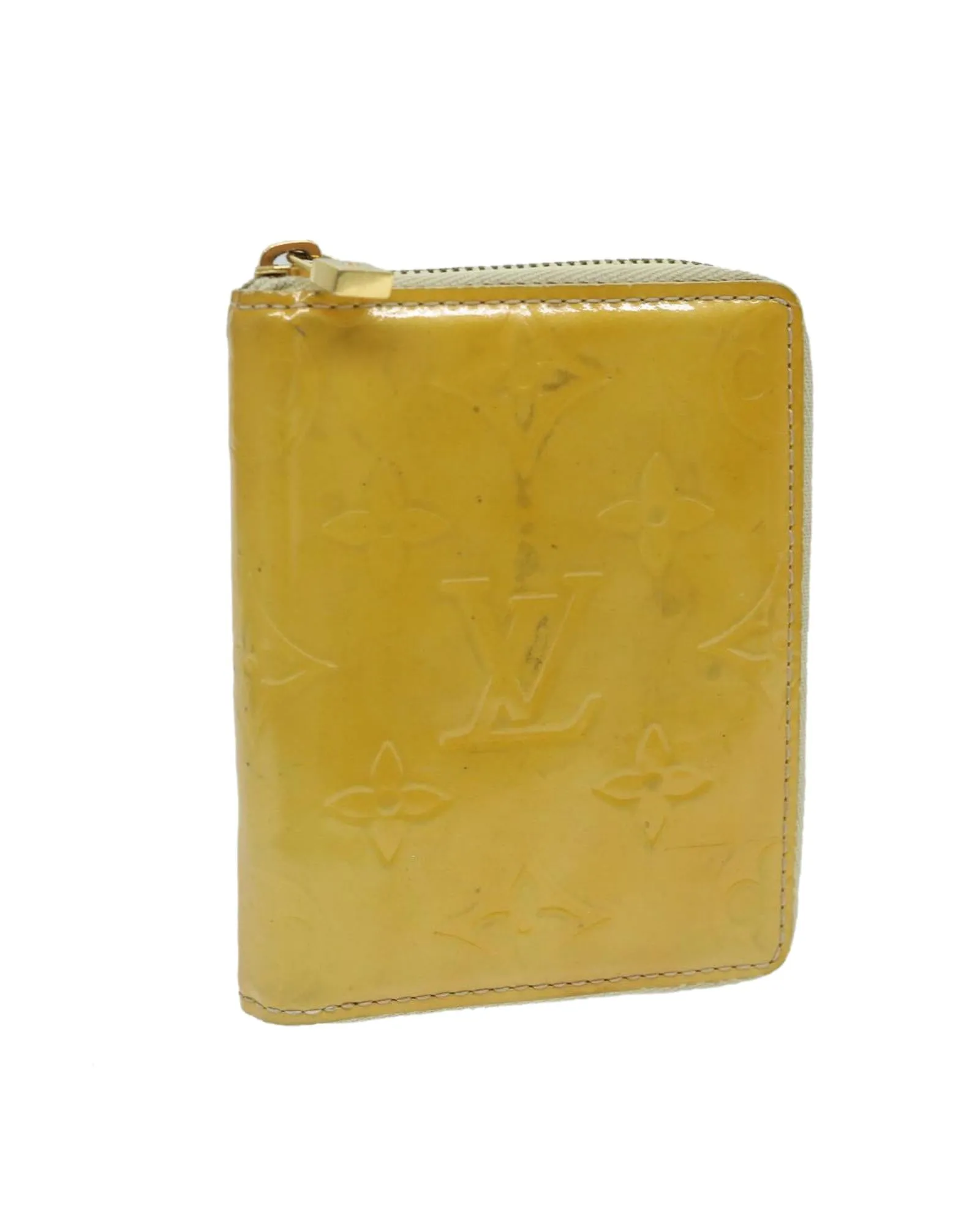 Patent Leather Monogram Wallet with Button Clasp