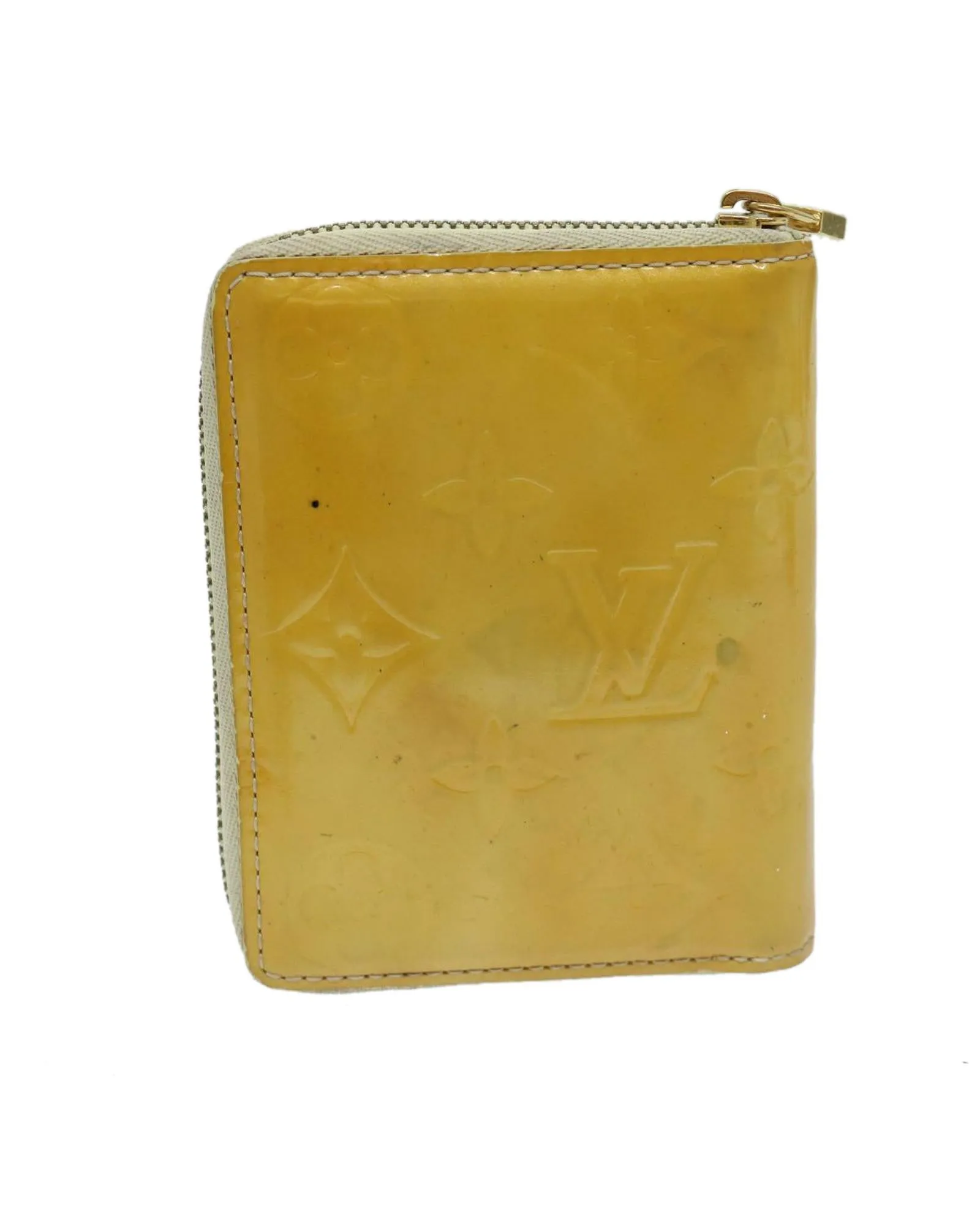 Patent Leather Monogram Wallet with Button Clasp