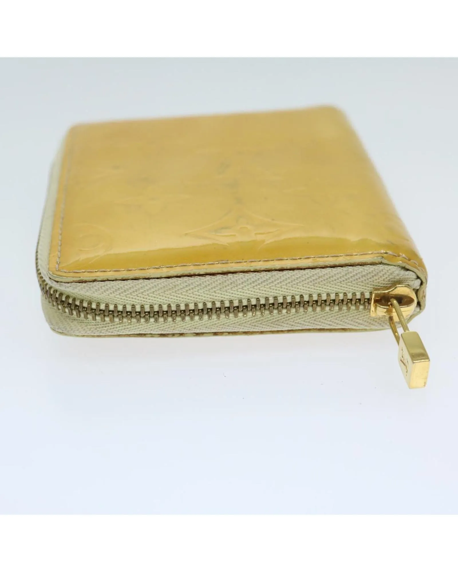 Patent Leather Monogram Wallet with Button Clasp