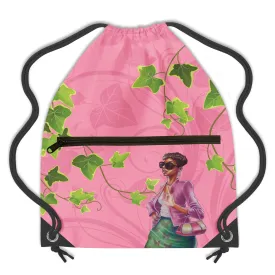 Pink and Green Drawsting Backpack