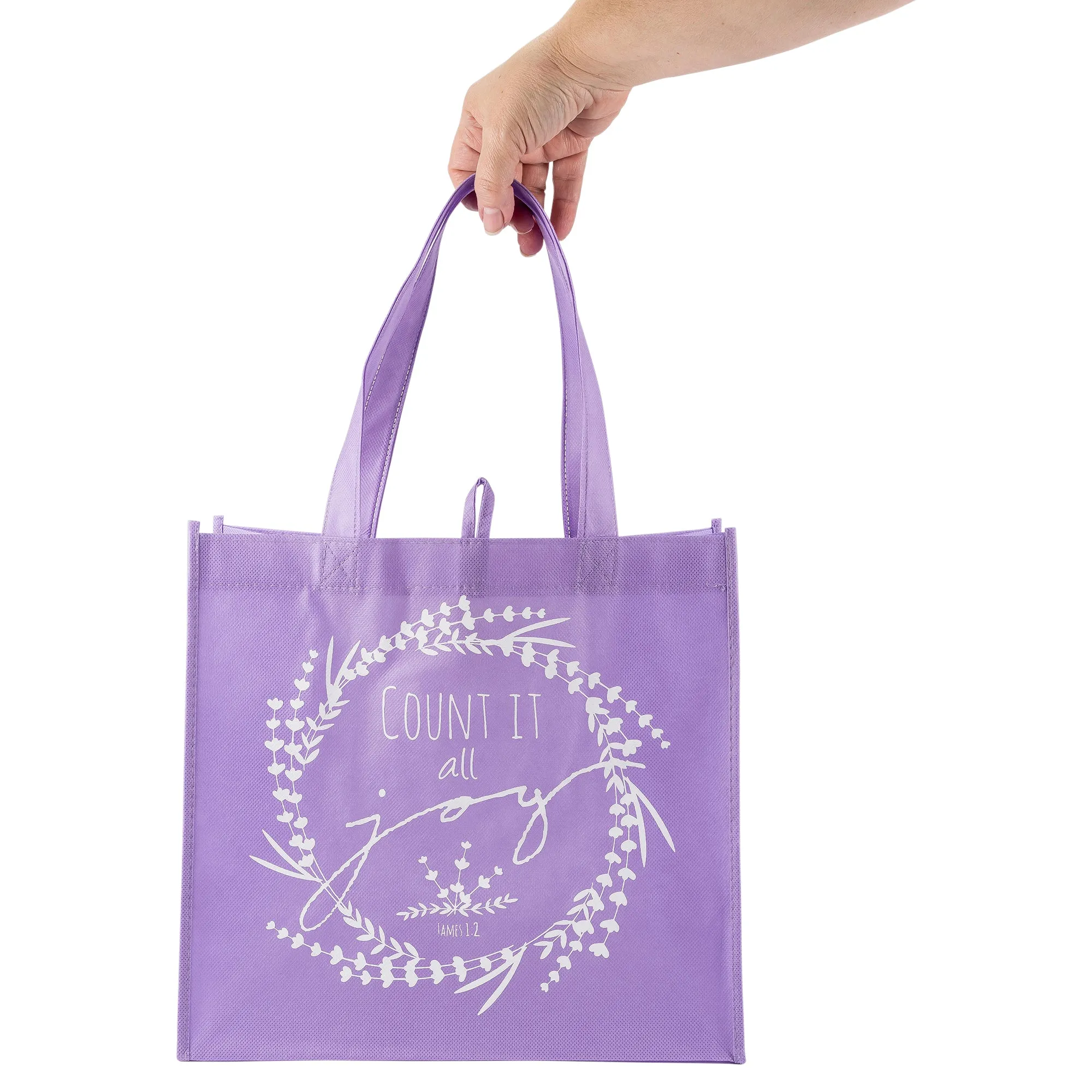 Purple Eco Tote Bag - James 1:2 "Count It All Joy"