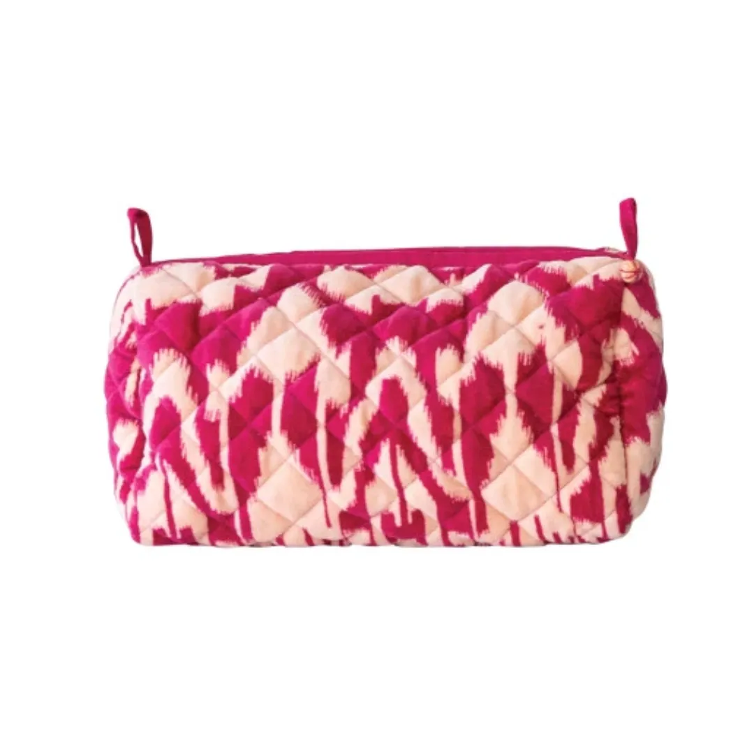 Quilted Velvet Zip Pouch - Boho