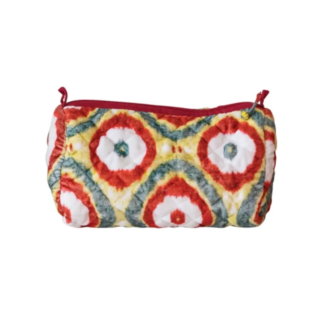 Quilted Velvet Zip Pouch - Boho