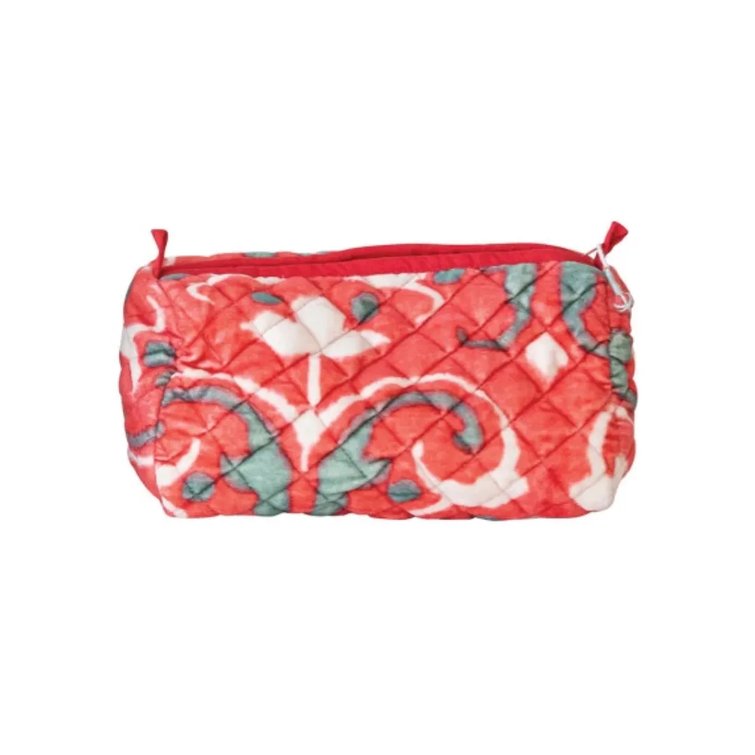 Quilted Velvet Zip Pouch - Boho