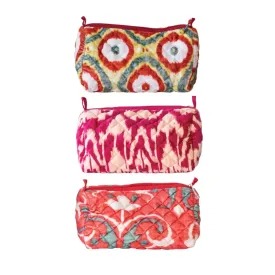 Quilted Velvet Zip Pouch - Boho