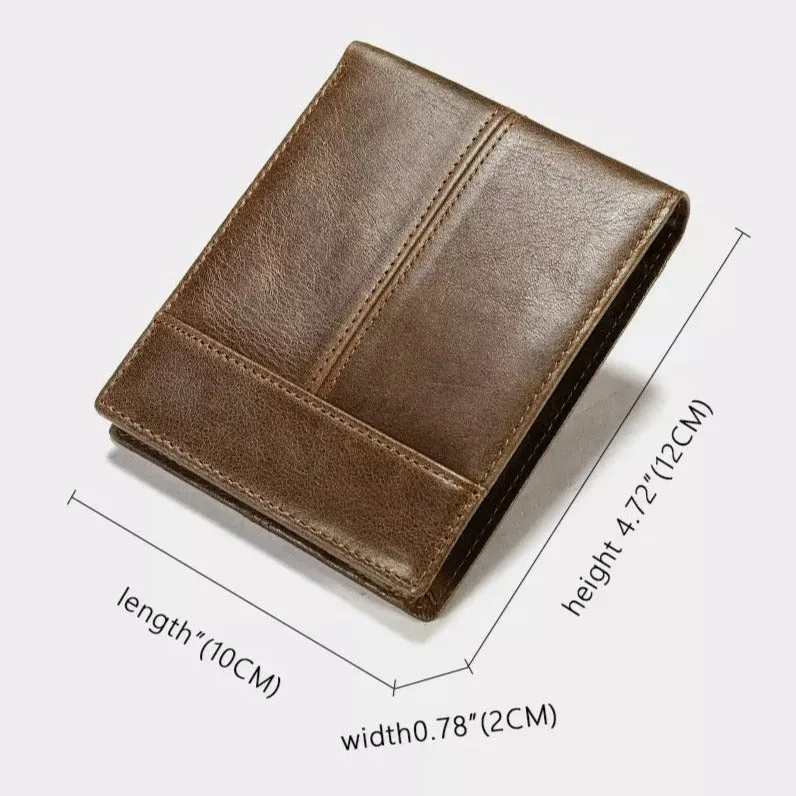 Real Genuine Leather Men's RFID Block Bifold Wallet