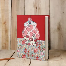 Red - Handmade Applique Work Notebook (8 x 6 in)