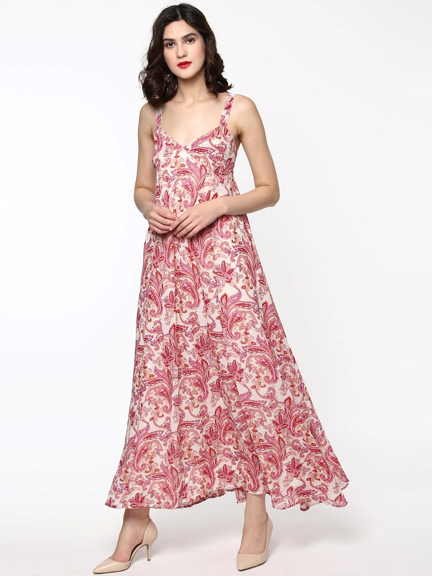 Red Paisley Shoulder Strap Maxi