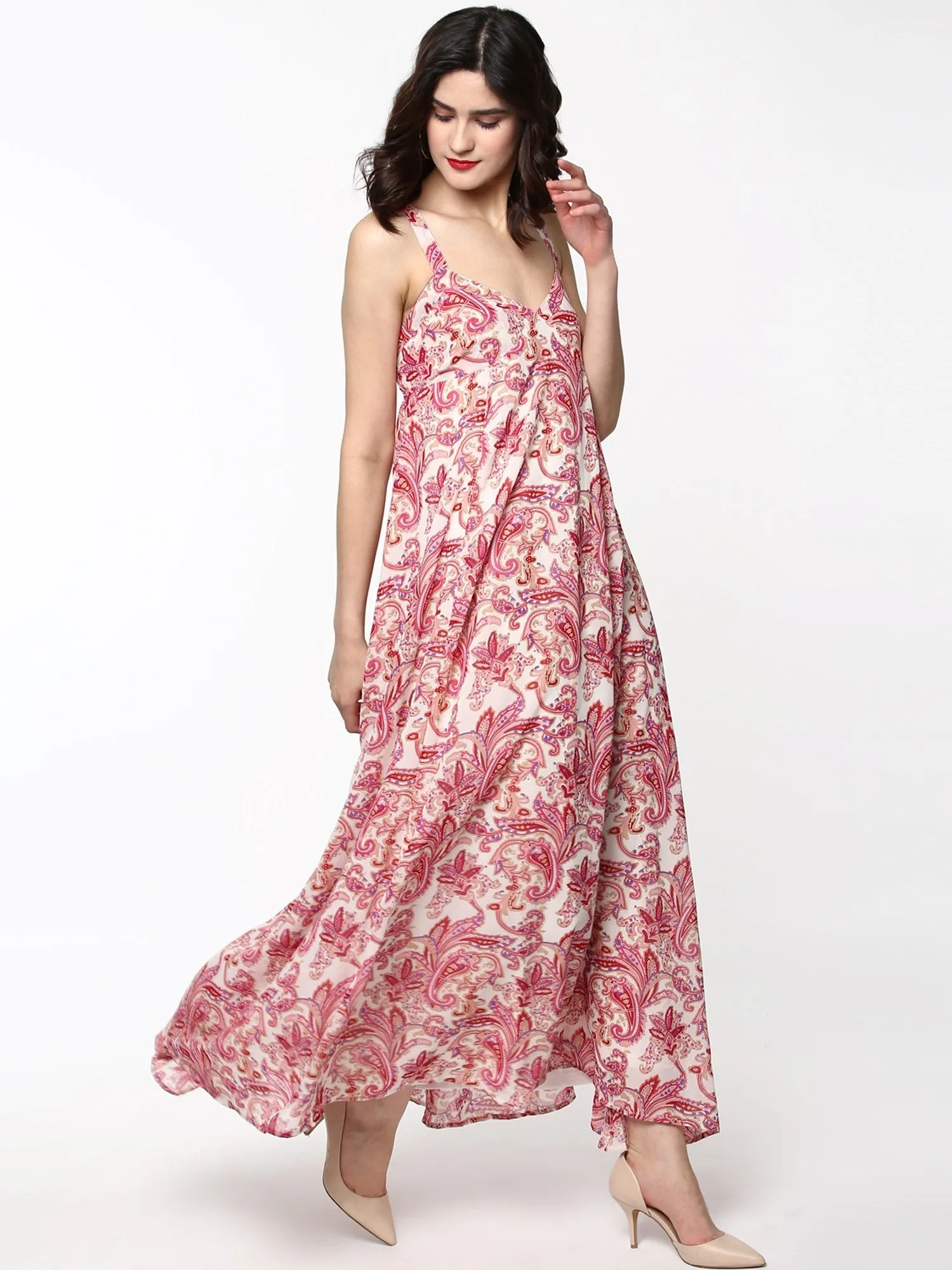 Red Paisley Shoulder Strap Maxi