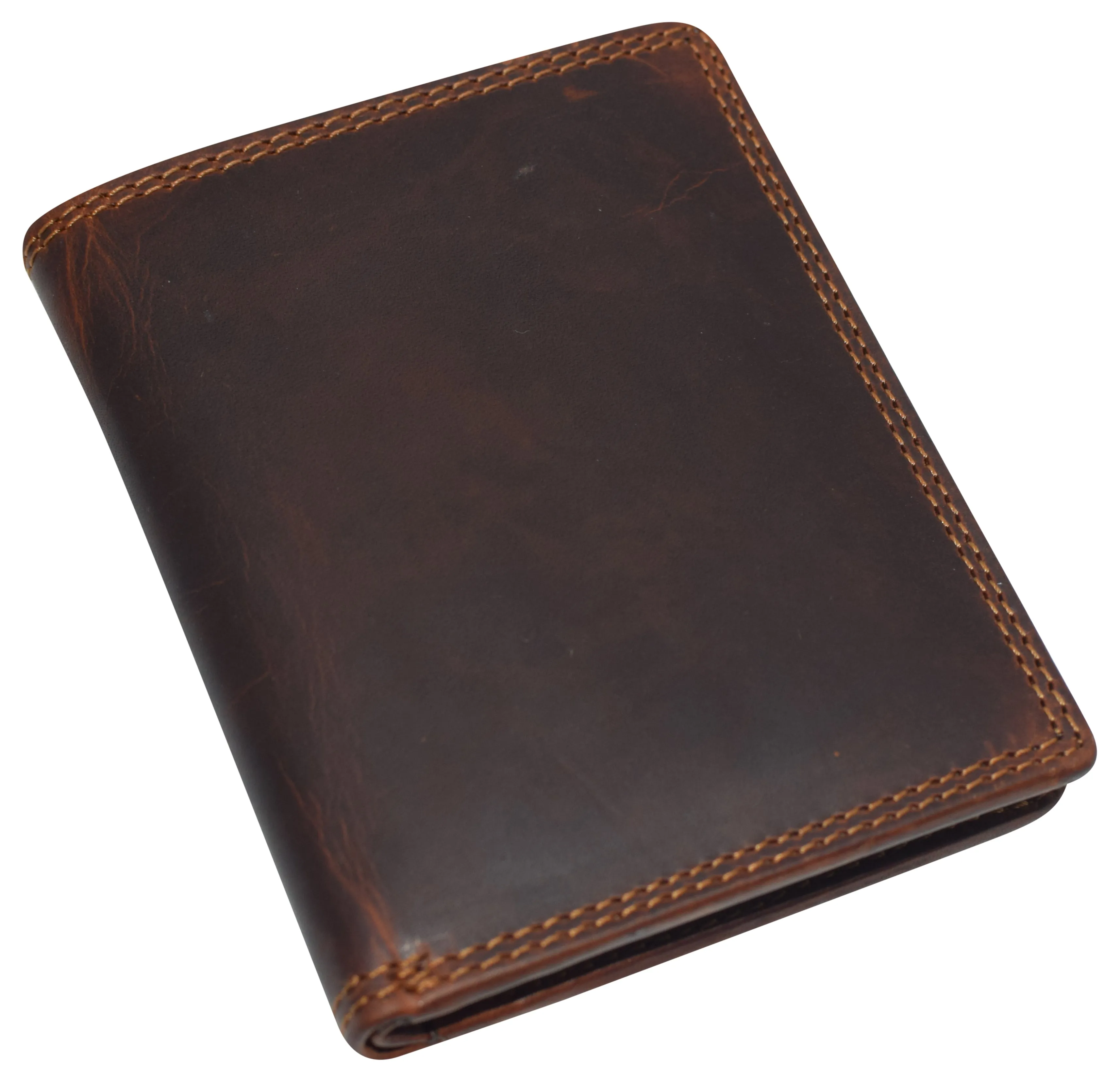 RFID610339RHU Vintage Leather Mens Slim Bifold Wallet RFID Blocking Credit Card Holder Wallets for Men