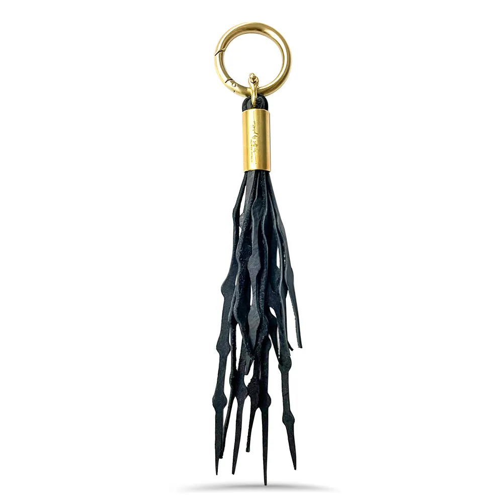 Seaweed Tassel in Black Leather