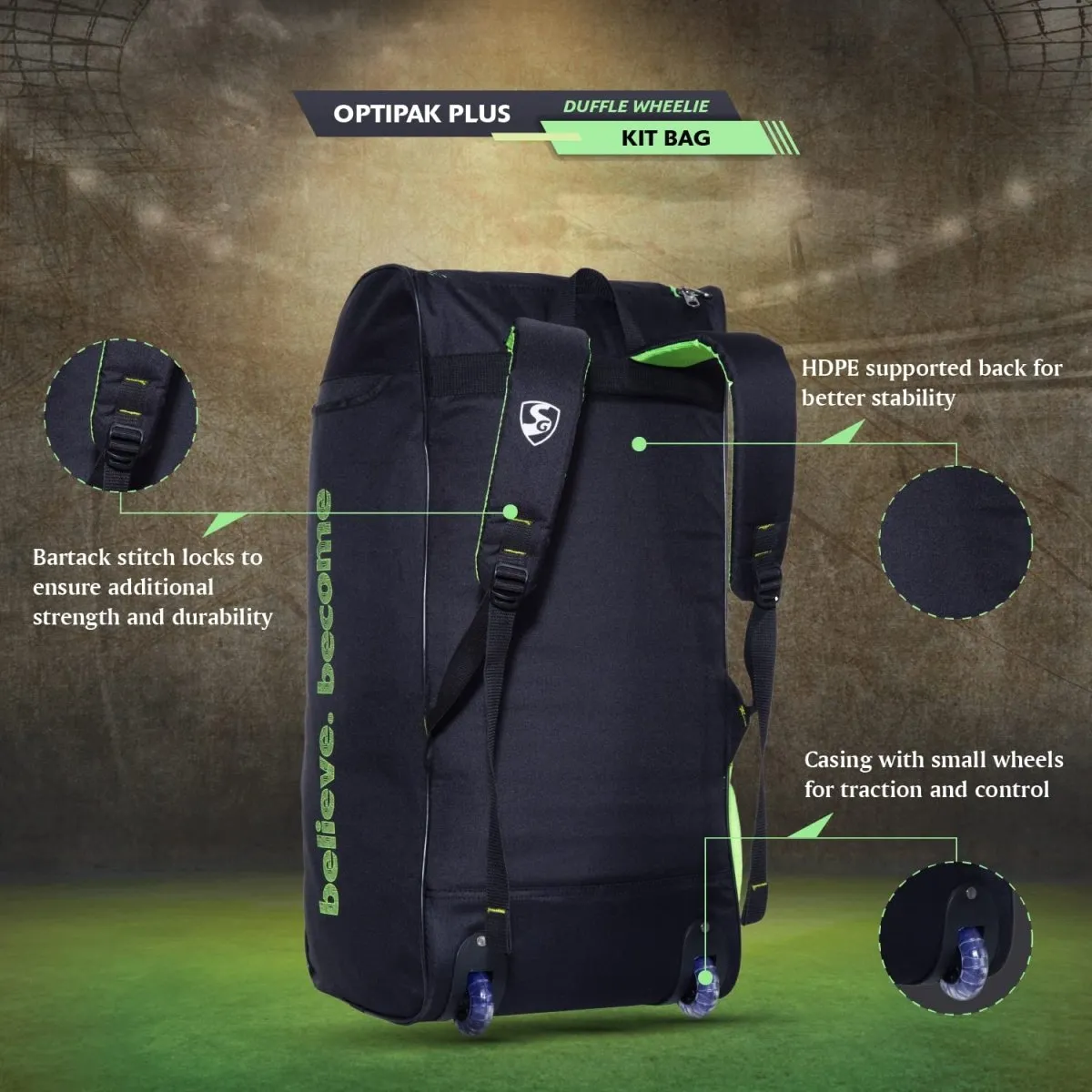 SG Optipak Plus Cricket Duffle Wheelie Bag