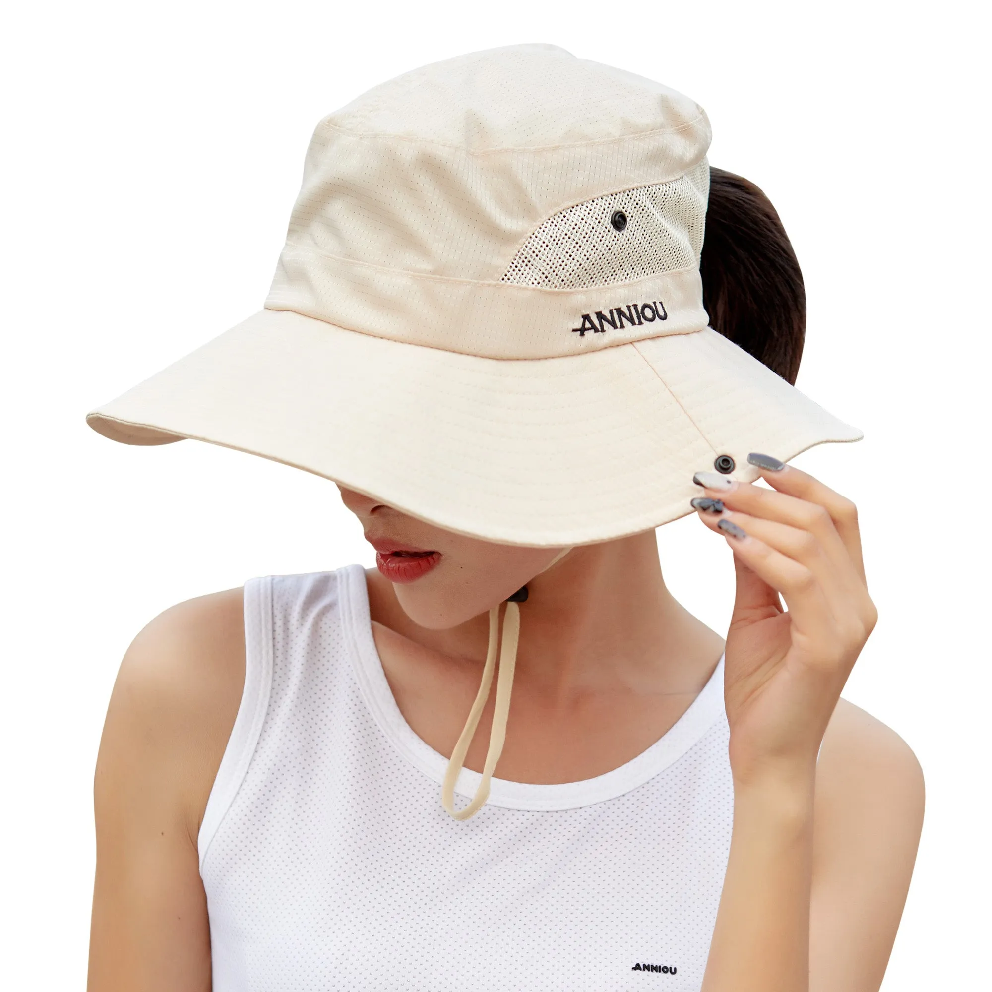 Sidiou Group Anniou Fishing Hat Women UPF40  UV Protection Summer Mesh Bucket Hat Foldable Wide Brim Sun Hat Outdoor Travel with Adjustable Chin Strap