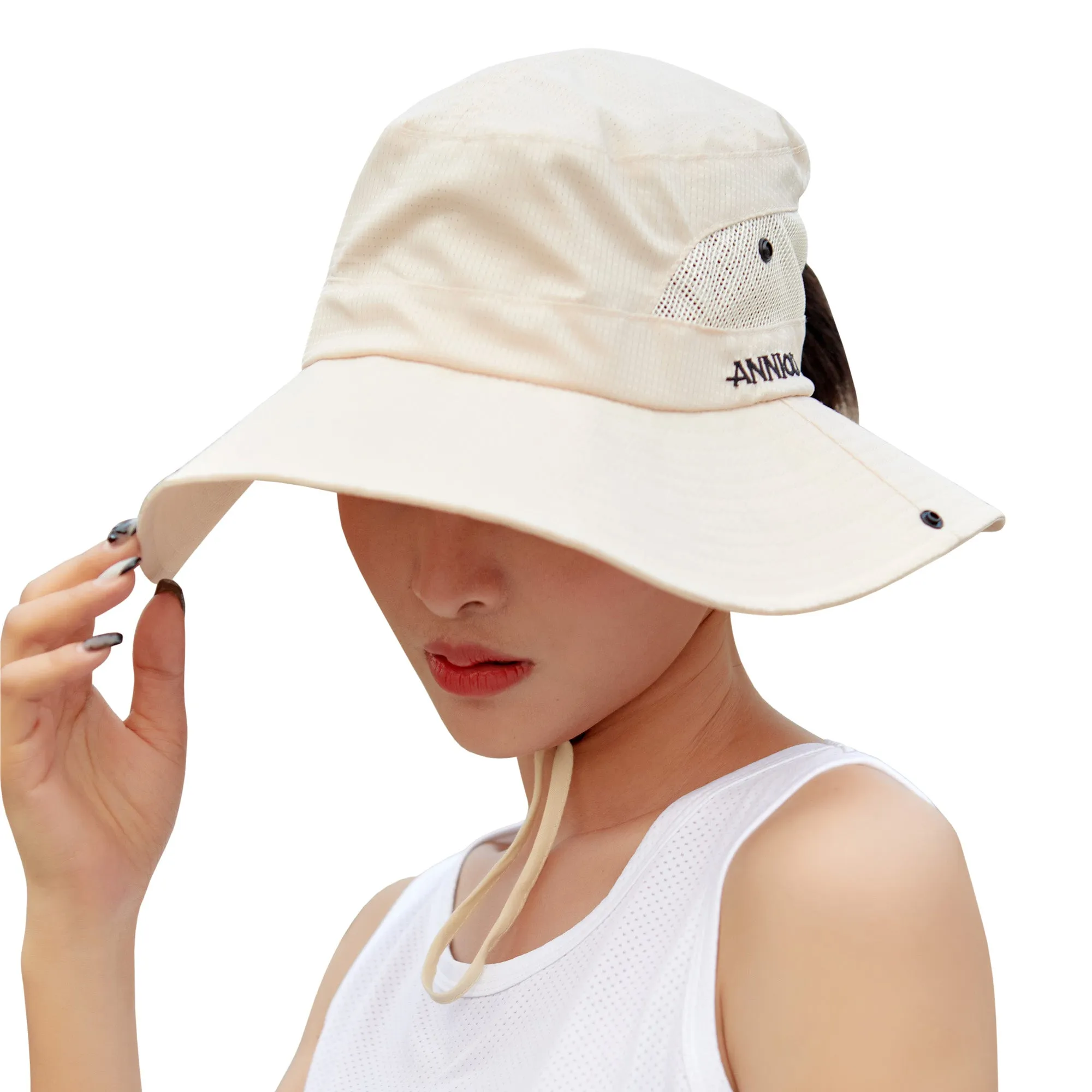 Sidiou Group Anniou Fishing Hat Women UPF40  UV Protection Summer Mesh Bucket Hat Foldable Wide Brim Sun Hat Outdoor Travel with Adjustable Chin Strap