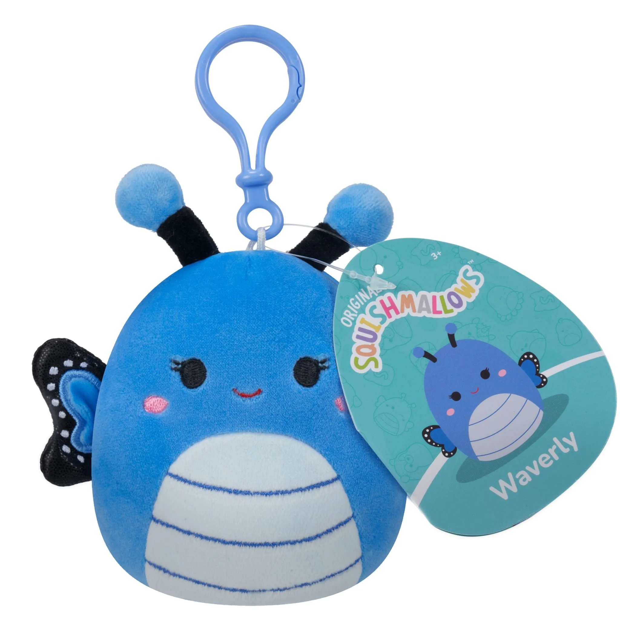 Squishmallows 3.5 Inch Plush Clip-On S20 Waverly Blue Butterfly