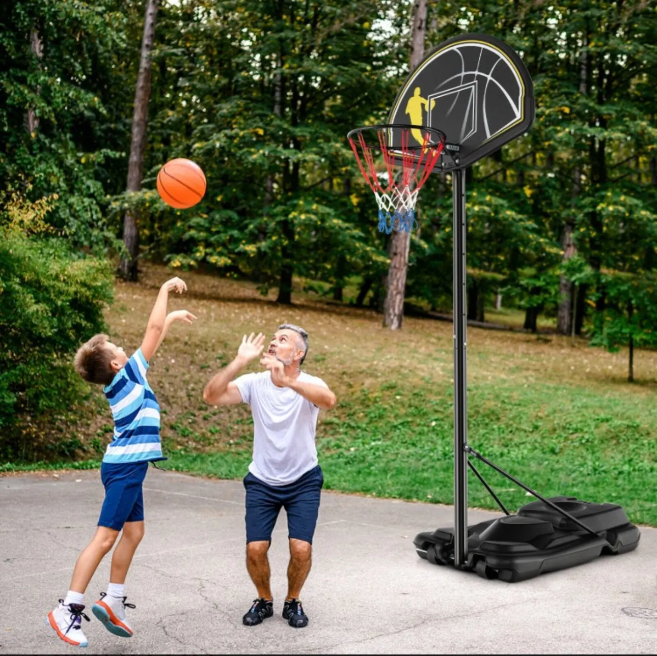 Super Cool Adjustable Basketball Net Hoop Set 4.25-10FT | Heavy Duty | 2 Nets | Shatterproof Backboard | Indoor | Outdoor