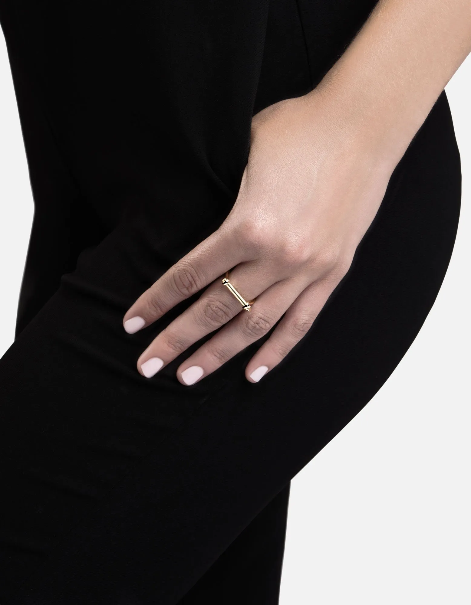 Thin Screw Cuff Ring, 10k Gold