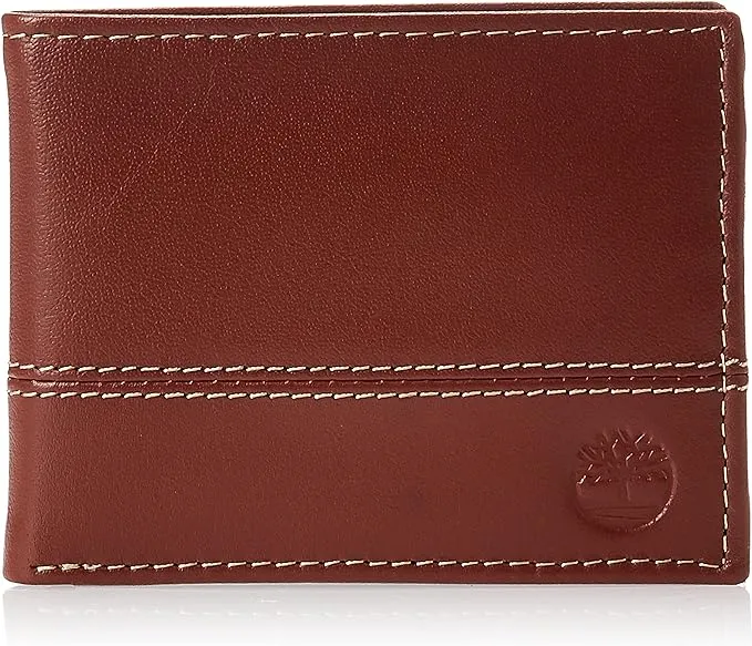 Timberland Men's Leather Passcase Trifold Wallet Hybrid