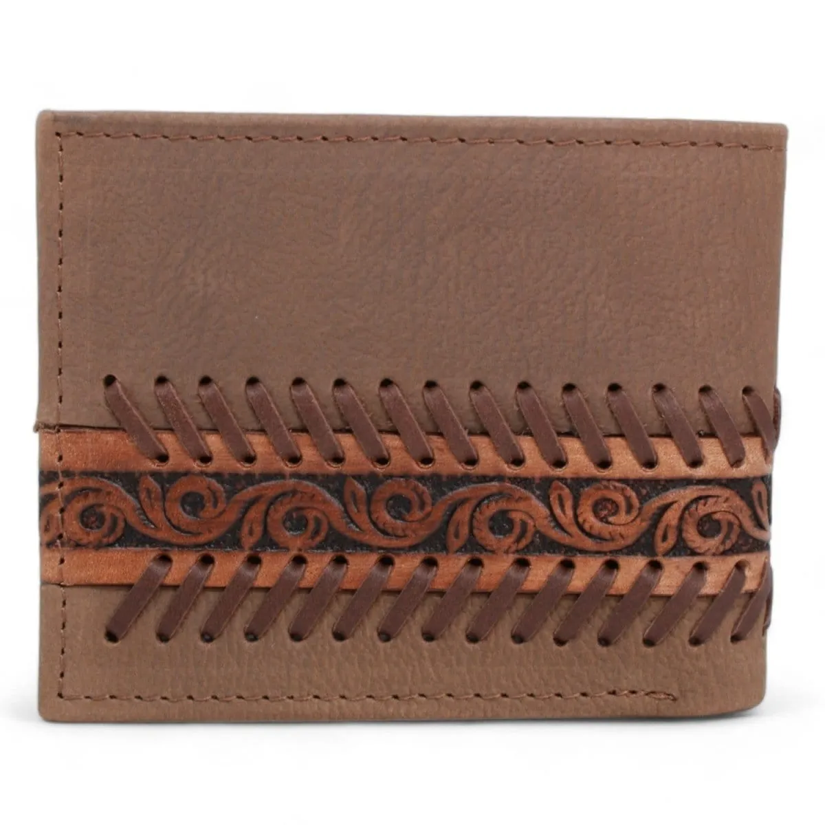 Tombstone Chiseled and Embroidered Genuine Leather Wallet Tan TOM-W234