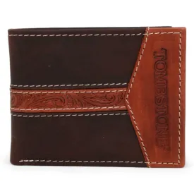 Tombstone Chiseled Genuine Leather Wallet Chocolate TOM-W231