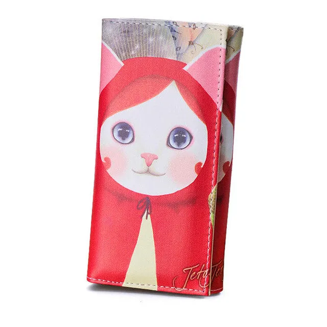 TONUOX Fashion Women's Wallets Soft PU Leather Cats Animal Pattern Casual Lady Coin Purse Handbags MoneyBags Wallet Burse Bags