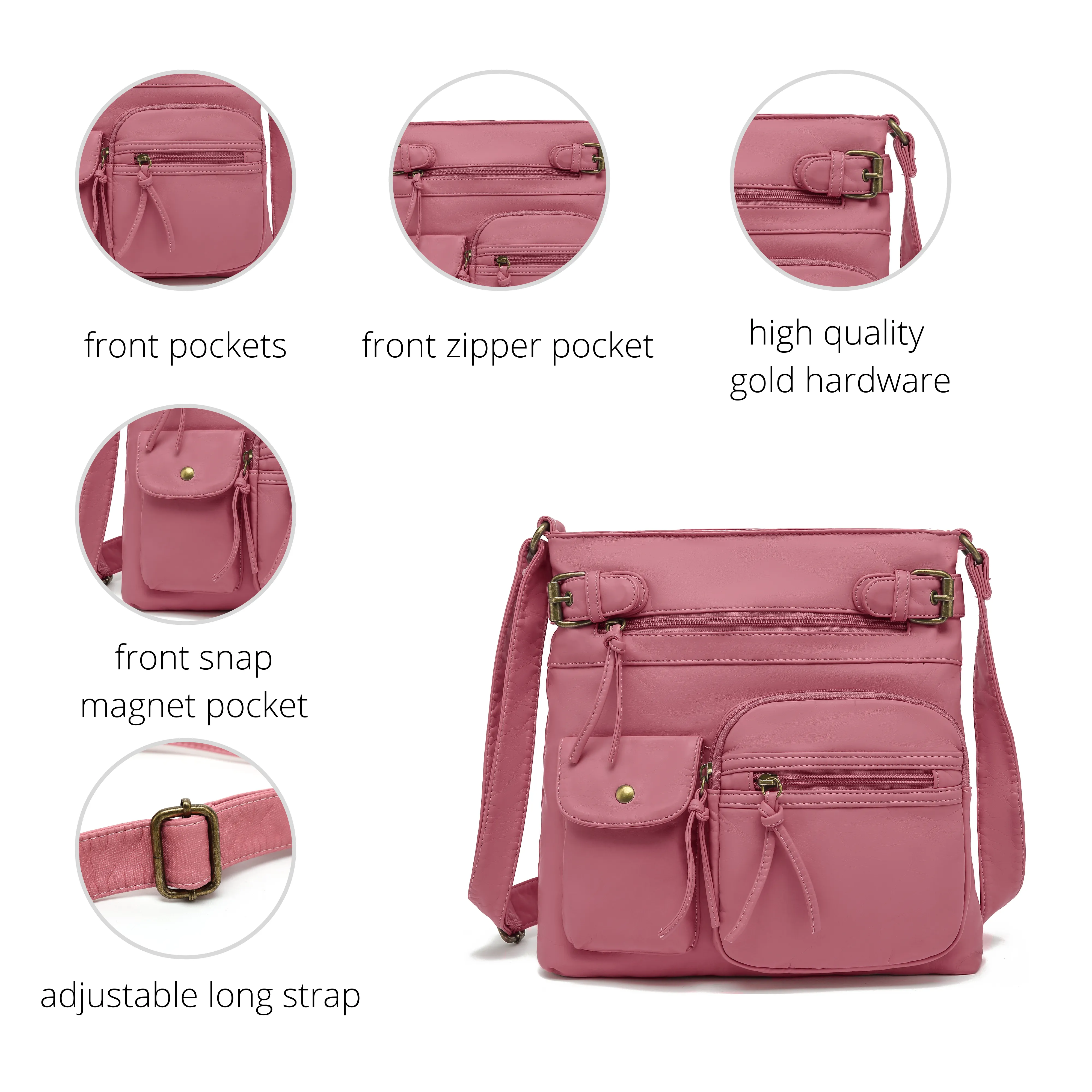 Ultra Soft Multi Pocket Crossbody Handbag H1833