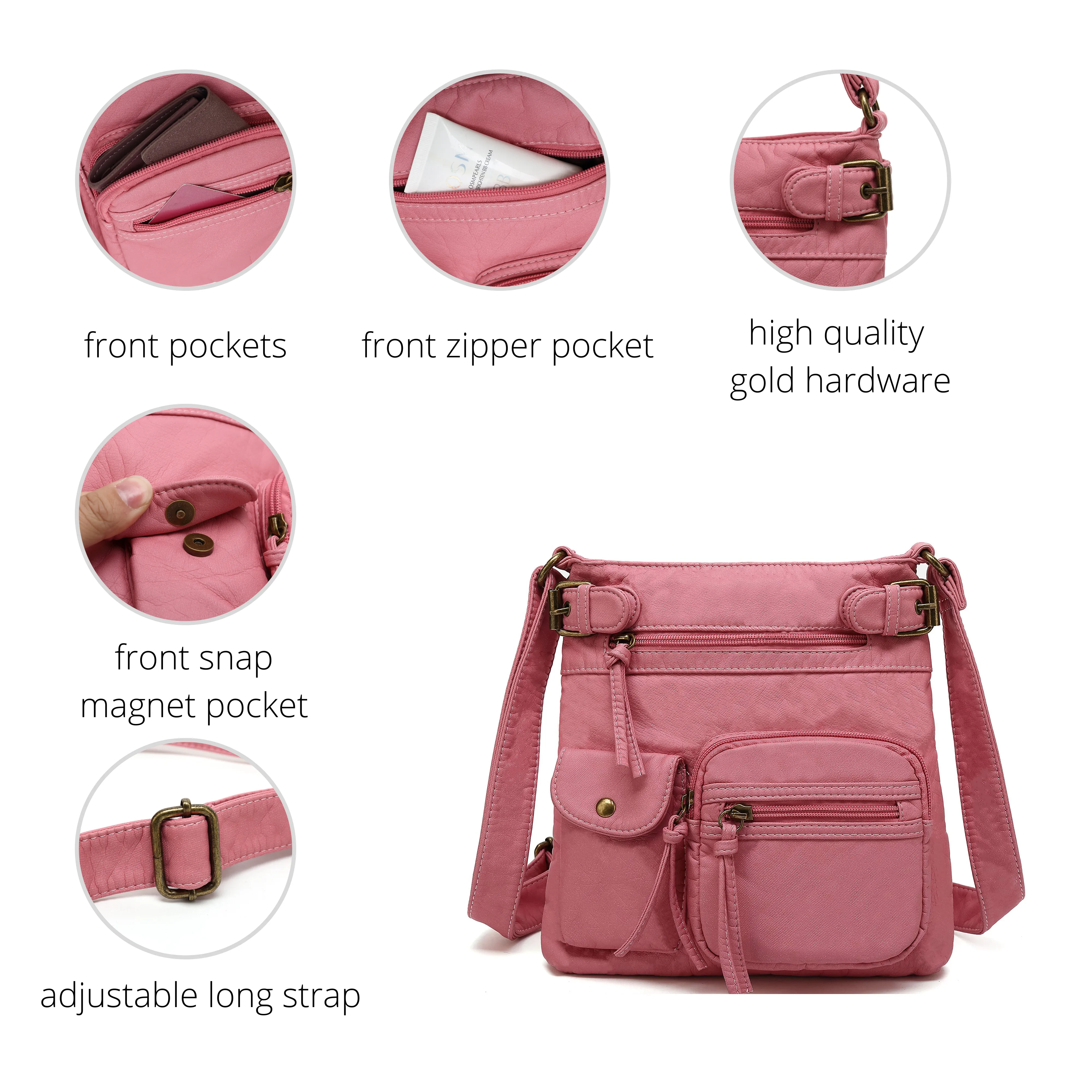 Ultra Soft Multi Pocket Crossbody Handbag H1833