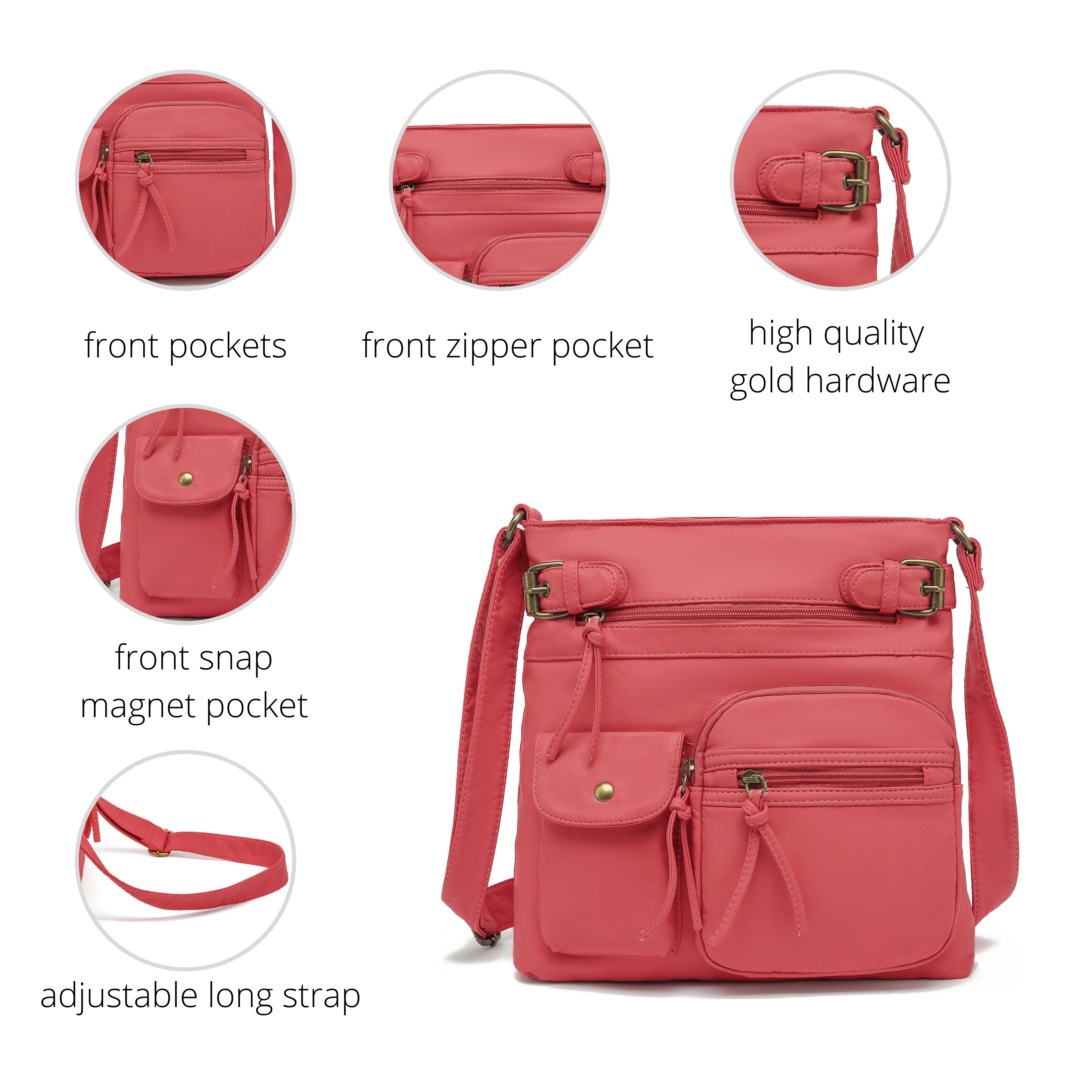 Ultra Soft Multi Pocket Crossbody Handbag H1833