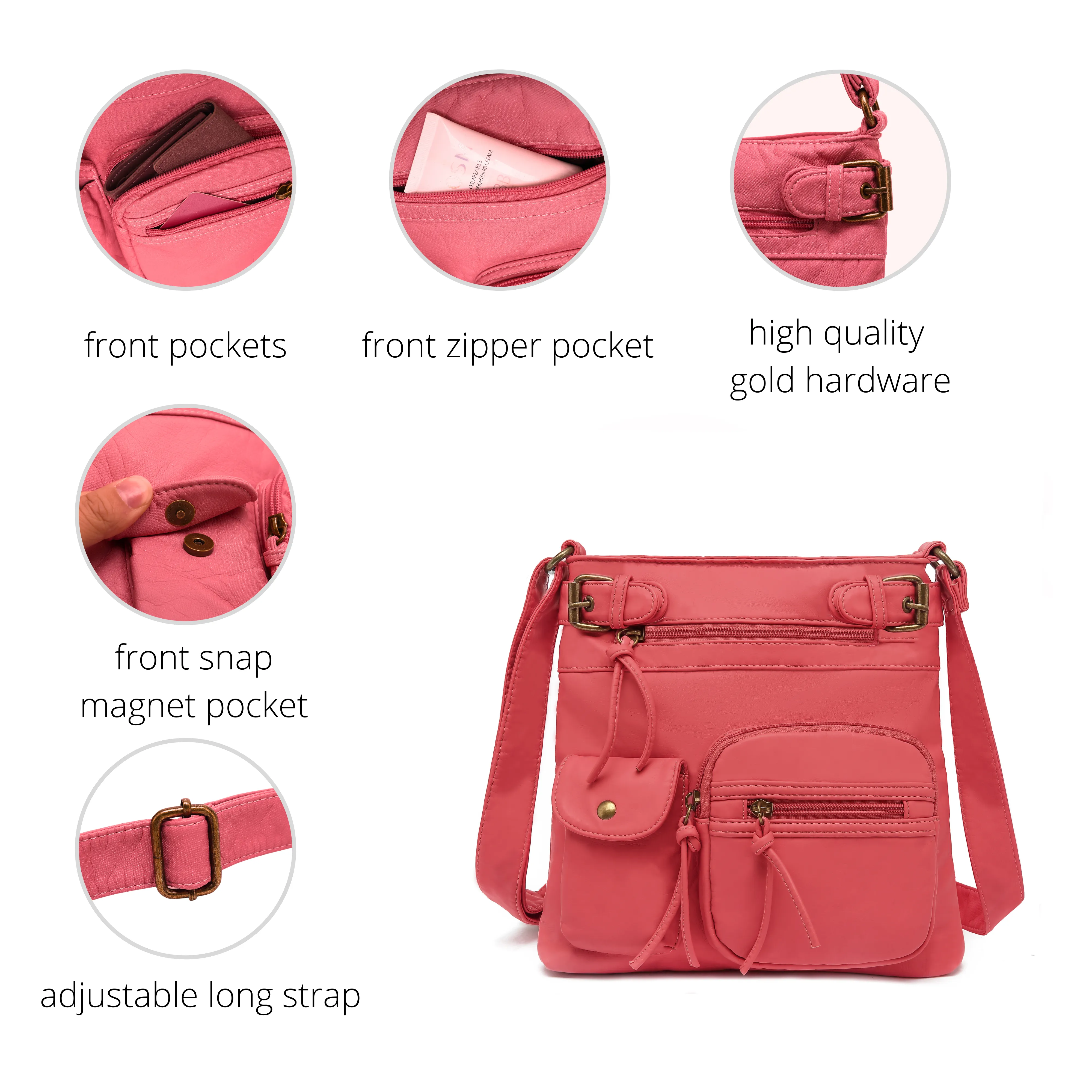 Ultra Soft Multi Pocket Crossbody Handbag H1833