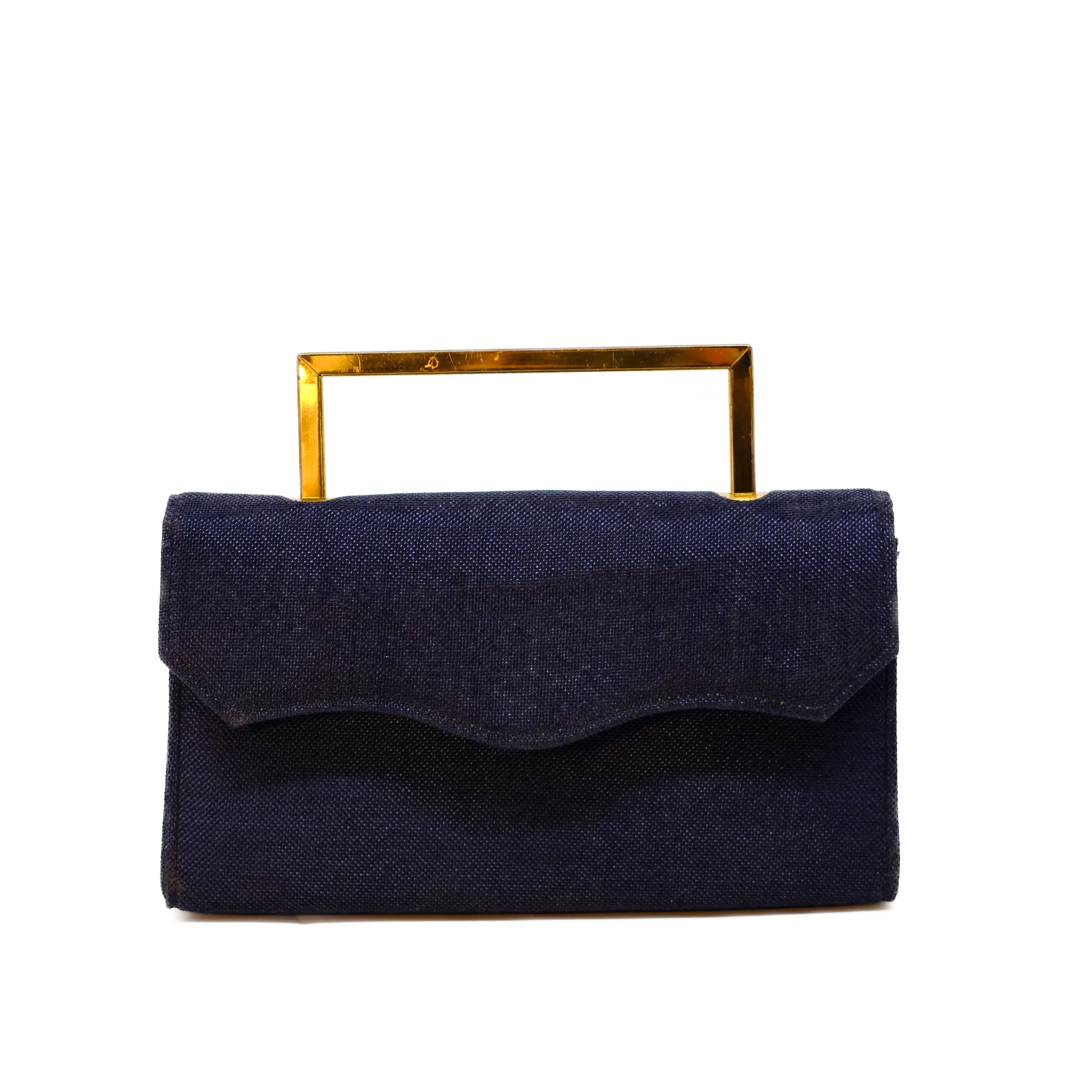 Vintage Navy Fabric Double Sided Handbag