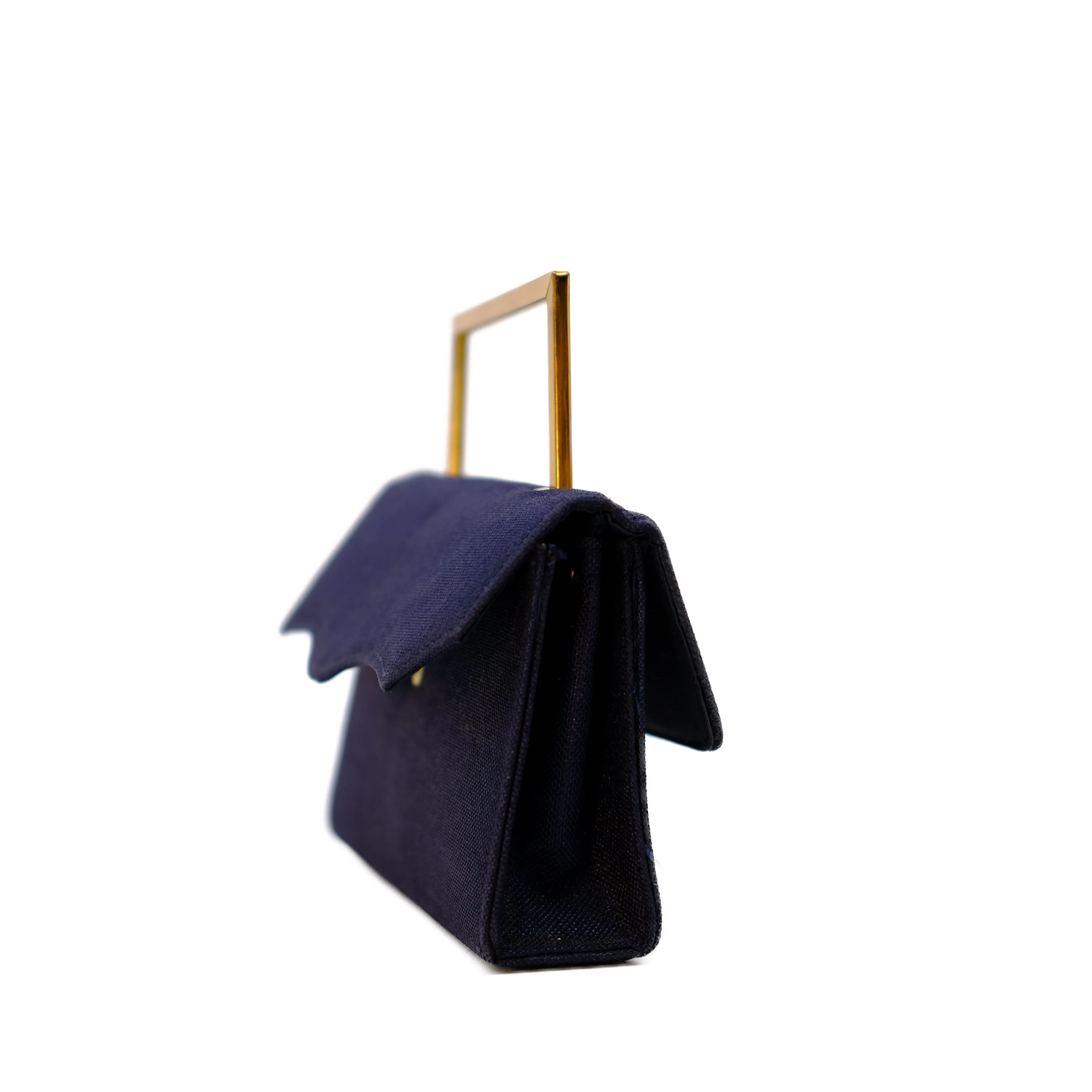 Vintage Navy Fabric Double Sided Handbag