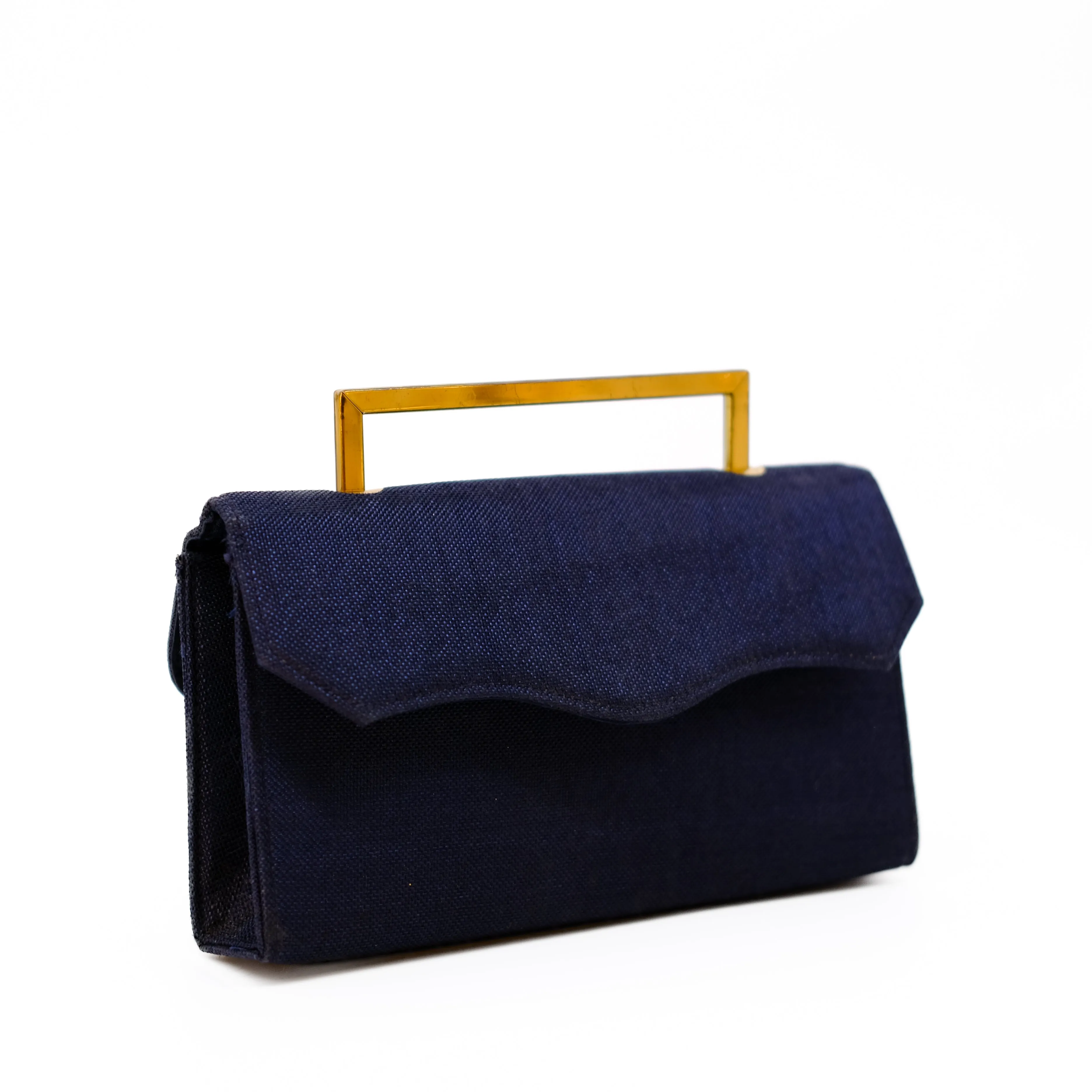 Vintage Navy Fabric Double Sided Handbag