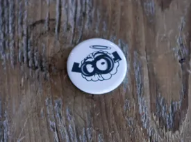 White Brain Button Pin