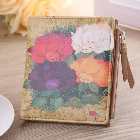 Women Vintage Flowers Coin Clip Purse Short Wallet Clutch Handbag Female Wallet Purse Clutch Card Holder Money Bag High Quality